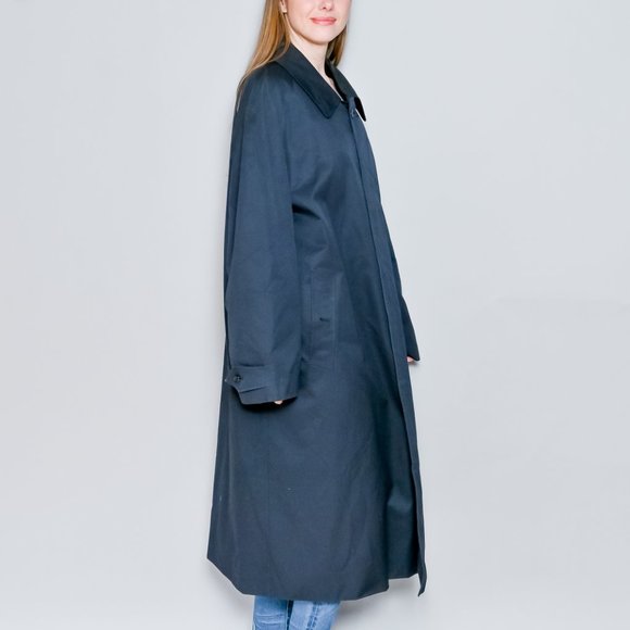 117. BURBERRY London VINTAGE Heritage Trench Men's Blue Collared Car Coat 44 R - Picture 2 of 10
